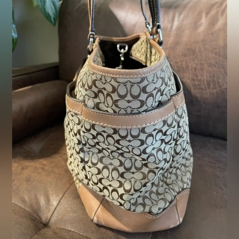 COACH Khaki Signature Crossbody Tote Handbag Multi Function Diaper Bag 77156‎